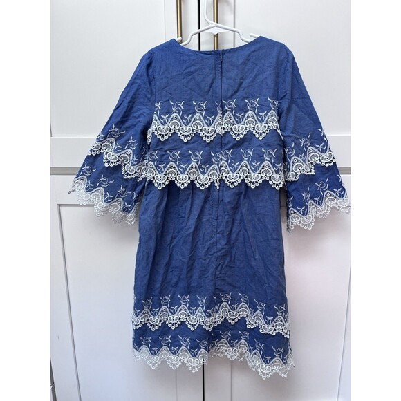 Chasing Fireflies Cottagecore Dress Sz 10 Girls Blue Lace Trim Zipper Back - Picture 5 of 6